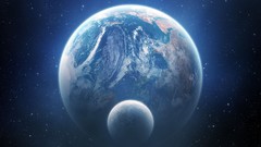 Moon Earth outer space artwork
