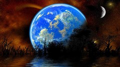 Moon Earth planets skyscapes