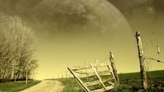 Moon fantasy art fictional landscapes