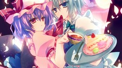 Moon food wings Anime red eyes cakes blue hair anime girls blue 