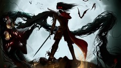 Moon Guns Wolves Vampires armor horror red eyes Swords 