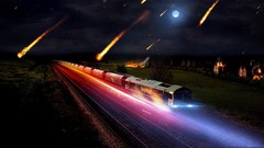 Moon lights Asteroids burning forests railroad tracks
