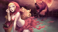 Moon Little Red Riding Hood Wolves blondes anime girls purple 