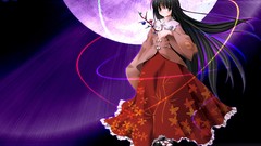 Moon long hair anime girls brown eyes touhou black hair 
