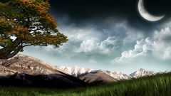 Moon mountain nature evening