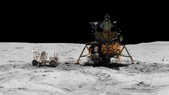 Moon panorama West outer space multiscreen Moon Landing Apollo 