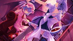 Moon Photoshop wings dress vampire Knives white hair red eyes 