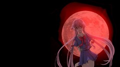 Moon pink hair anime girls school uniforms mirai nikki gasai 