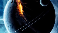 Moon planets spaceships