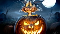 Moon rabbits Halloween pumpkins