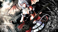 Moon roses wings red eyes Ribbons legs chains skulls guitars 