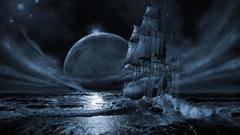 Moon ships digital art