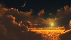 Moon skyscapes sunset clouds