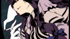 Moon smoke glasses dress Profile hats Cigarettes gloves bows 