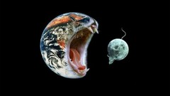 Moon snakes Earth funny mice Photo manipulation