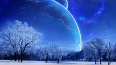 Moon snow landscapes nature