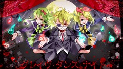 Moon tie Ribbons blondes green eyes short hair vocaloid green 