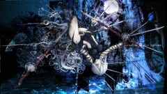 Moon weapons abstract Anime red eyes Swords clocks blondes 