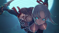 Moon weapons anime girls blue eyes assassins Daggers