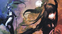 Moon weapons claws horns Shorts red eyes coat Swords long hair 