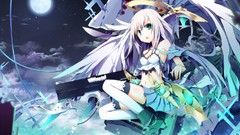 Moon weapons Guns white hair long hair anime girls original 