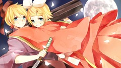Moon weapons Katana blondes anime girls vocaloid kagamine len 
