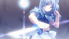 Moon weapons Knives white hair anime girls blue eyes maids 