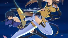 Moon weapons red eyes Swords anime girls flower petals thigh 