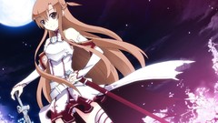 Moon weapons Swords skirts long hair anime girls brown eyes 