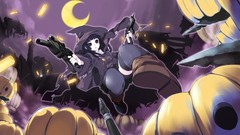 Moon weapons witch Halloween pumpkins anime girls thigh highs