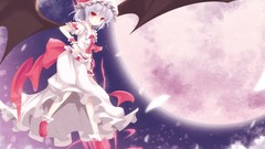 Moon wings Anime dress hats pens white hair red eyes anime 