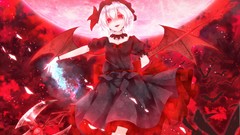 Moon wings dress hats white hair red eyes Ribbons short hair 