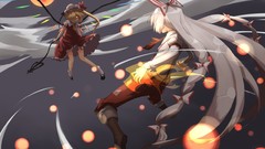 Moon wings dress red eyes bows long hair anime girls fujiwara 