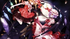 Moon wings dress vampire red eyes blue hair long hair anime 