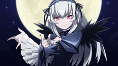 Moon wings red eyes long hair anime girls rozen maiden gray 