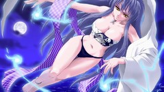 Moon woman Anime blue hair anime girls yellow eyes ecchi 