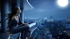 Moon woman City Lights buildings skies cityscapes cgi window 