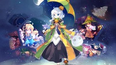 Moon woman glasses dress white hair pink hair long hair anime 