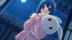Moon woman red eyes pajamas blue hair anime girls