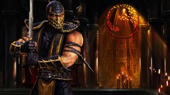 Mortal Kombat scorpion artwork video games Mortal Kombat logo