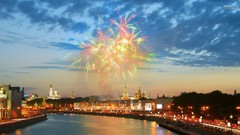 Moscow fireworks cityscapes