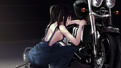 Motorbikes anime girls bare