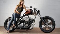 Motorcycles woman classic Harley-Davidson blondes choppers 