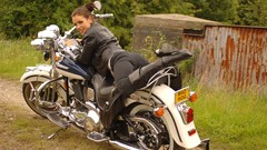 Motorcycles woman Harley-Davidson outdoors monica
