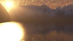 Mountain Lake sunset background