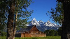 Mountain snow barn nature