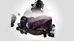 Mountains abstract spheres digital art Simple Background