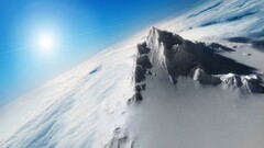 Mountains aerial view snow nature horizon sky clouds