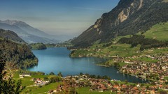 Mountains architecture lakes buildings