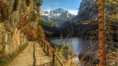 Mountains Austria roads lakes fences
